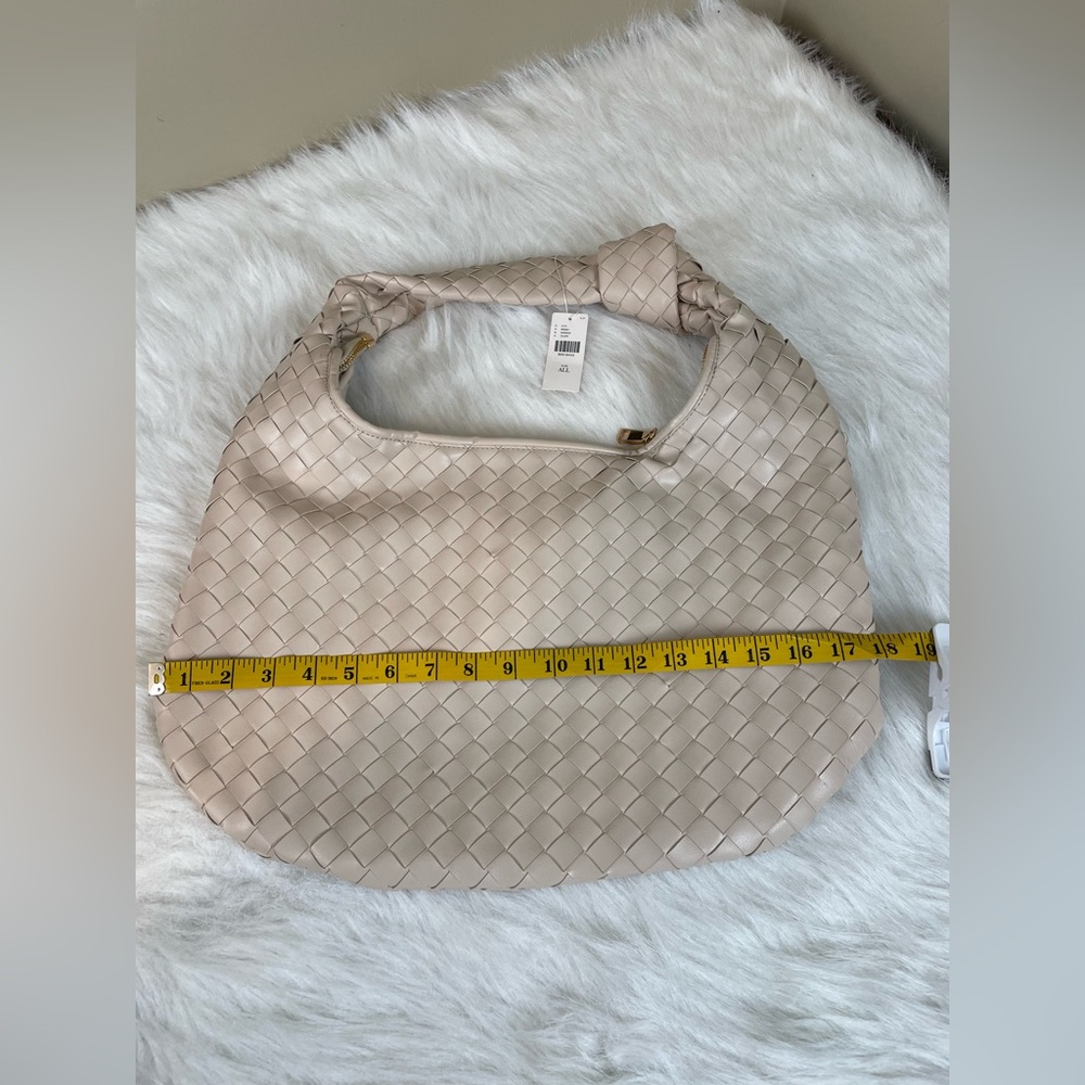 New Melie Blanco Taupe  Woven Hobo laptop Bag - Picture 8 of 13